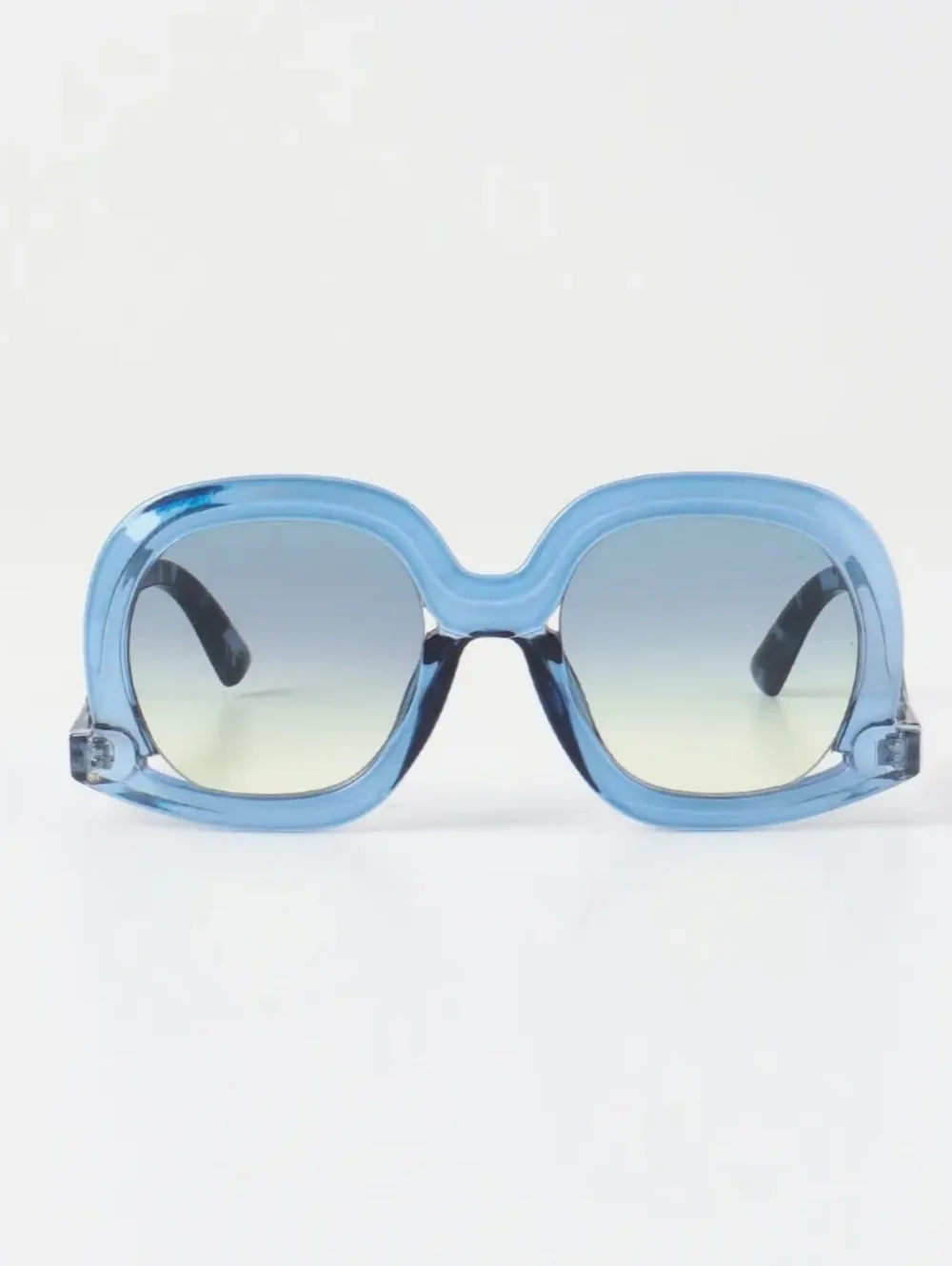 Blue Oversized Round Tortoise Arm Sunglasses